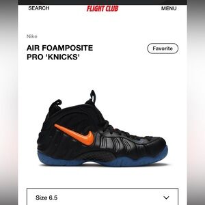 Nike Foamposite Pro Black and Blue with Orange Swoosh 6y